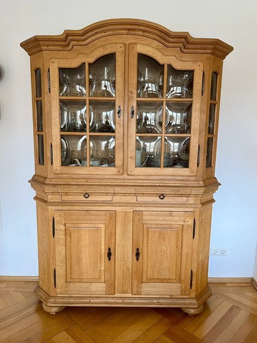 Vitrinenschrank eiche massiv - eiche,