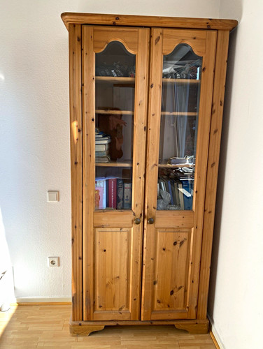 Vitrinenschrank kiefer massiv - vitrinenschrank,