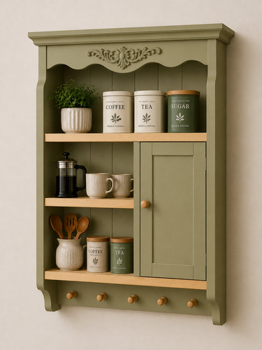 Landhaus wandregal mit schrank - wandregal,