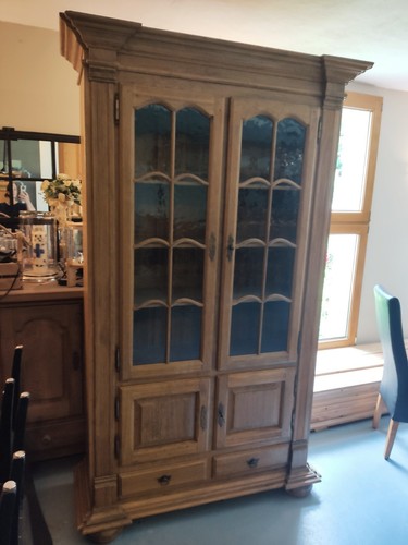 Schrank vitrine eiche massiv - eiche,